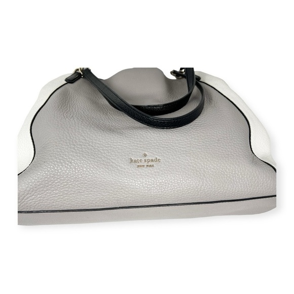 Kate Spade Off White, Black & Grey, Pebbled Leather Satchel Double Handle - Picture 3 of 15